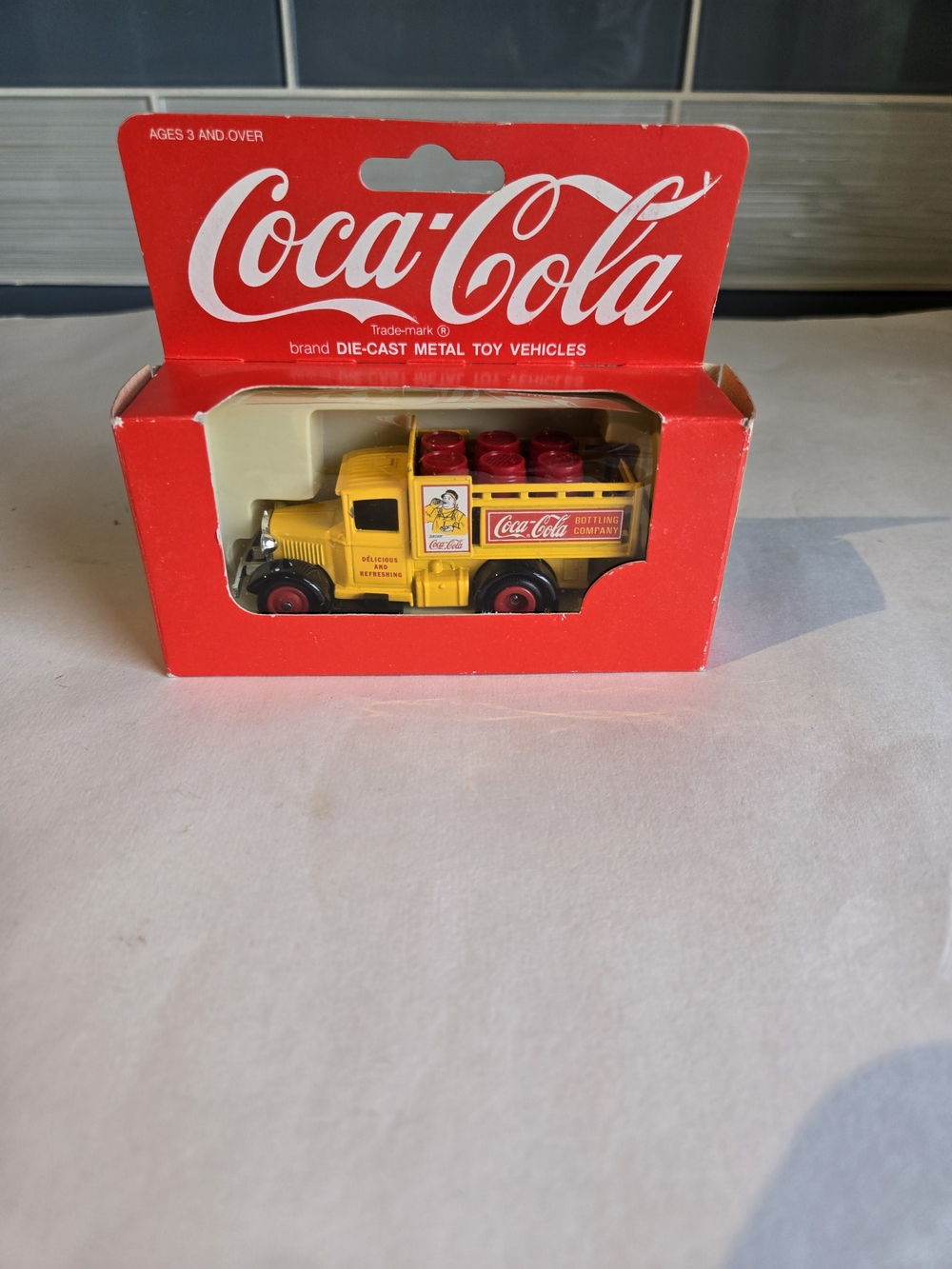 Coca Cola Yellow Die-Cast Delivery Truck with Red Caps
